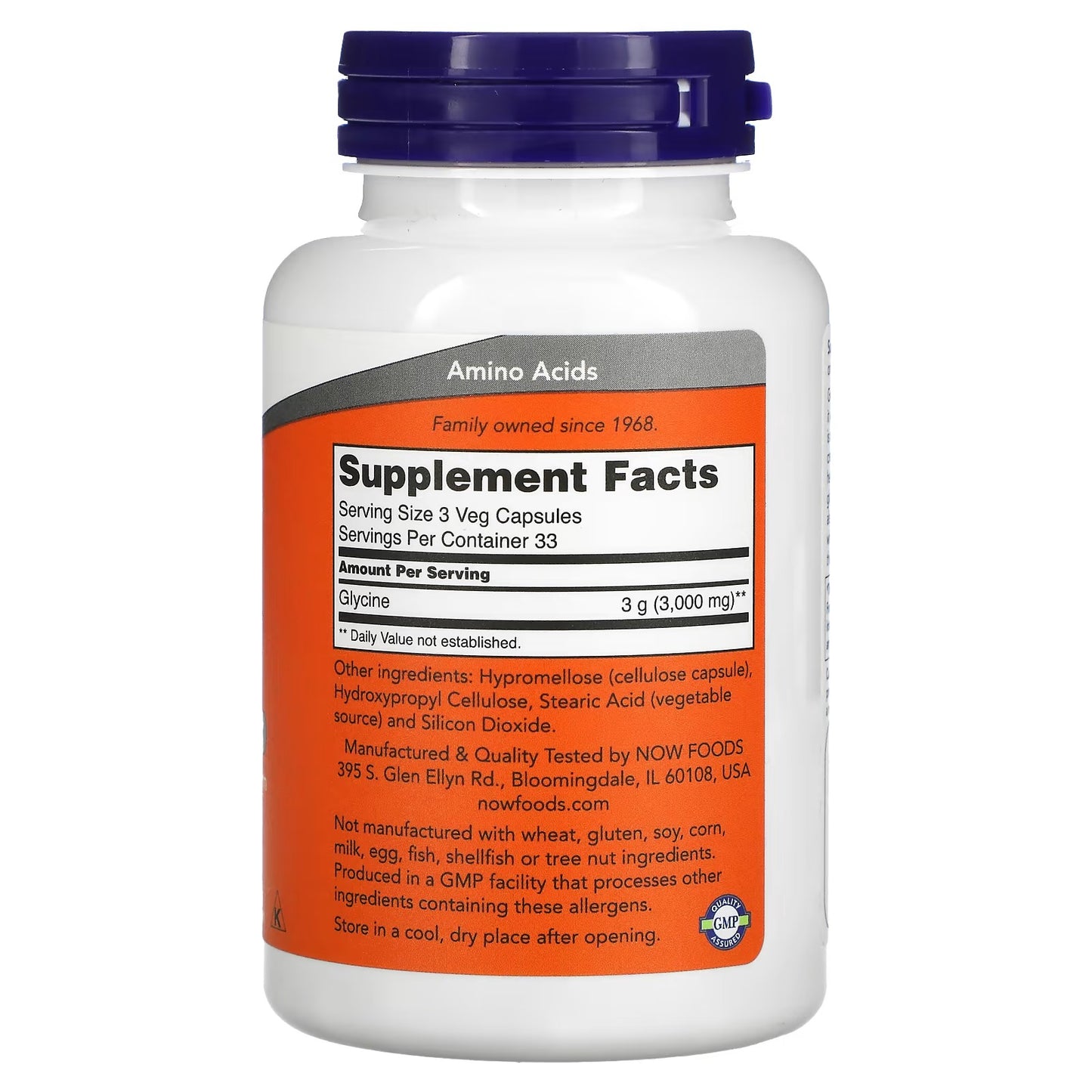 NOW Foods, Glycine, 1000 mg, 100 Veg Capsules