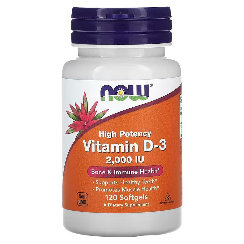 NOW Foods, Vitamine D3, 2000 IU, 120 softgels