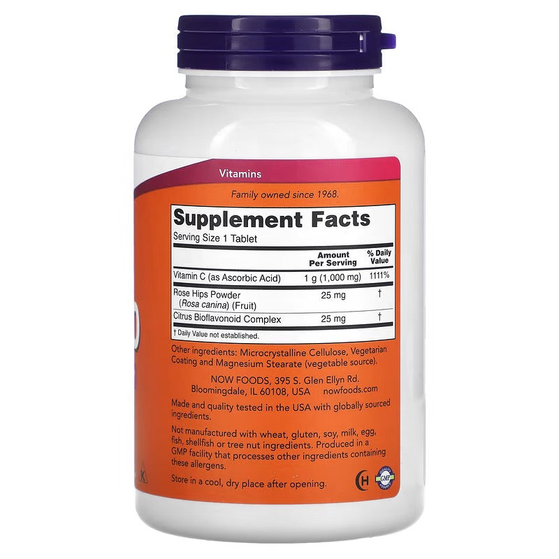 NOW Foods, C-1000, met rozenbottels en bioflavonoïden, 250 tabletten