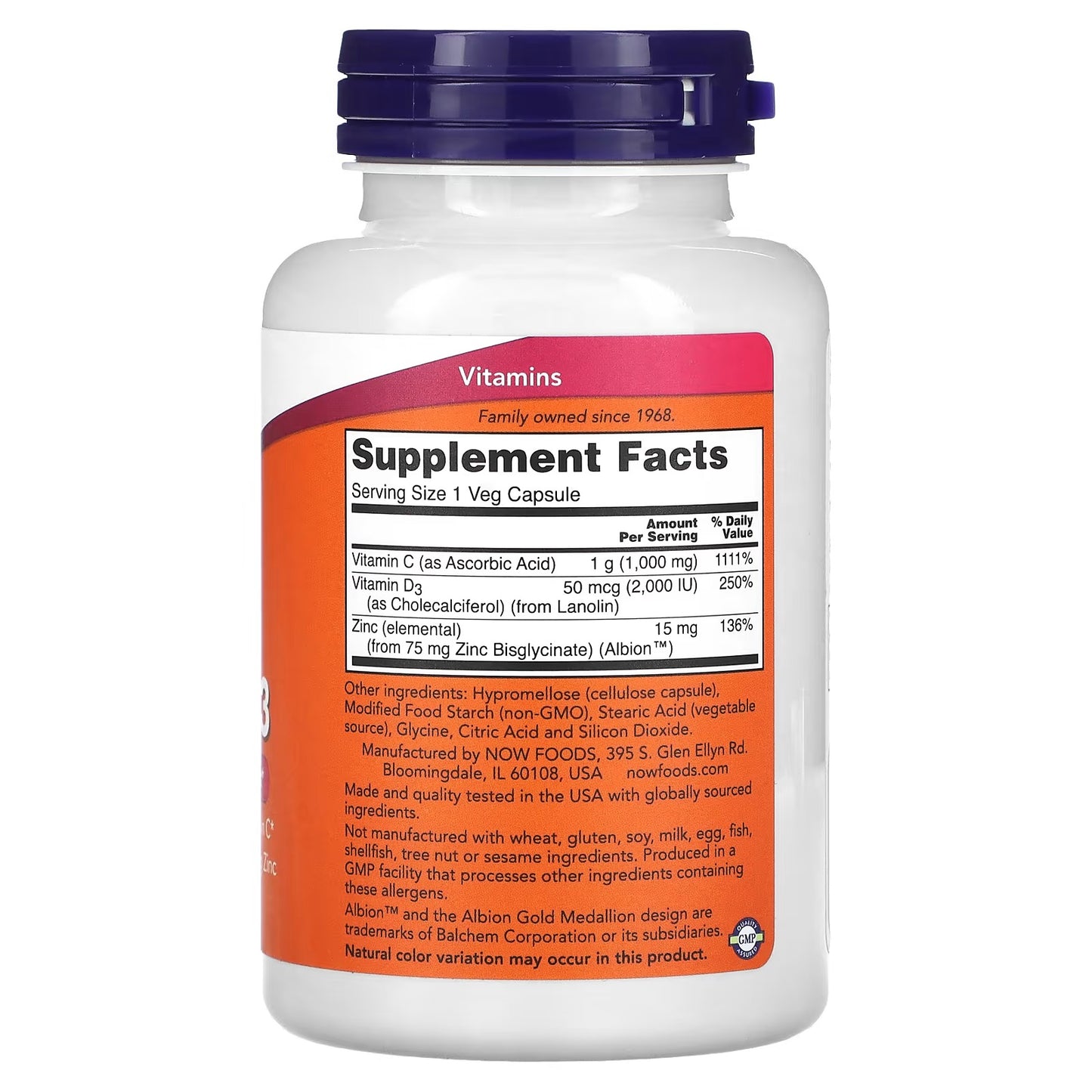 NOW Foods, C-1000 Zink & D3, 100 Veg Capsules
