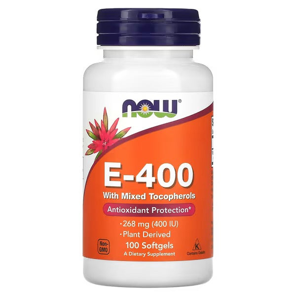 NOW Foods, E-400 met gemengde tocoferolen, 268 mg (400 IE), 100 softgels