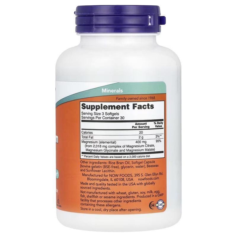 NOW Foods, Magnesiumcitraat, 90 softgels