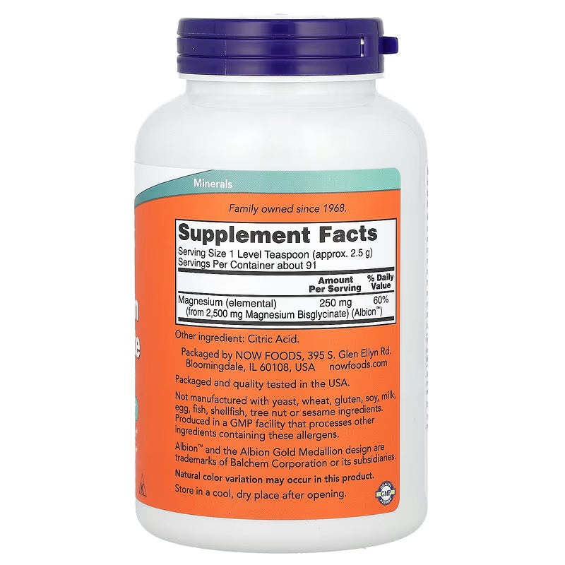 NOW Foods, Magnesium Bisglycinaat Poeder, 227 g
