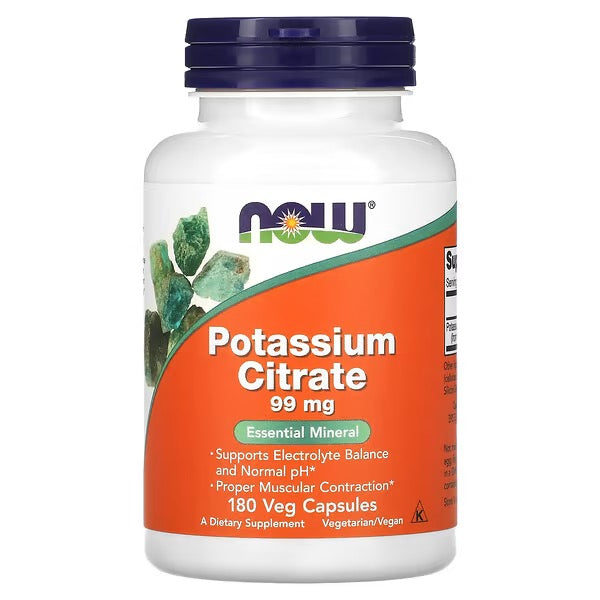 NOW Foods, Kalium Citraat, 99 mg, 180 Veg Capsules