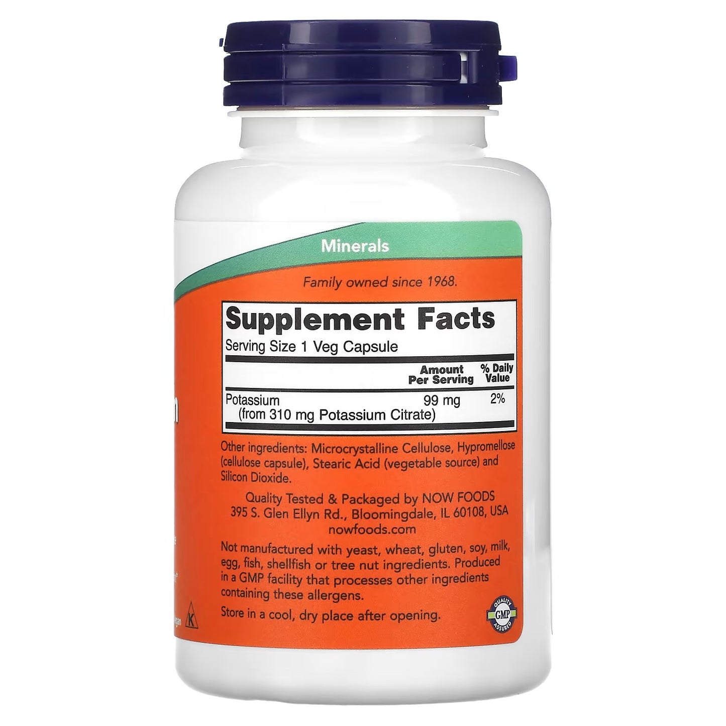 NOW Foods, Kalium Citraat, 99 mg, 180 Veg Capsules