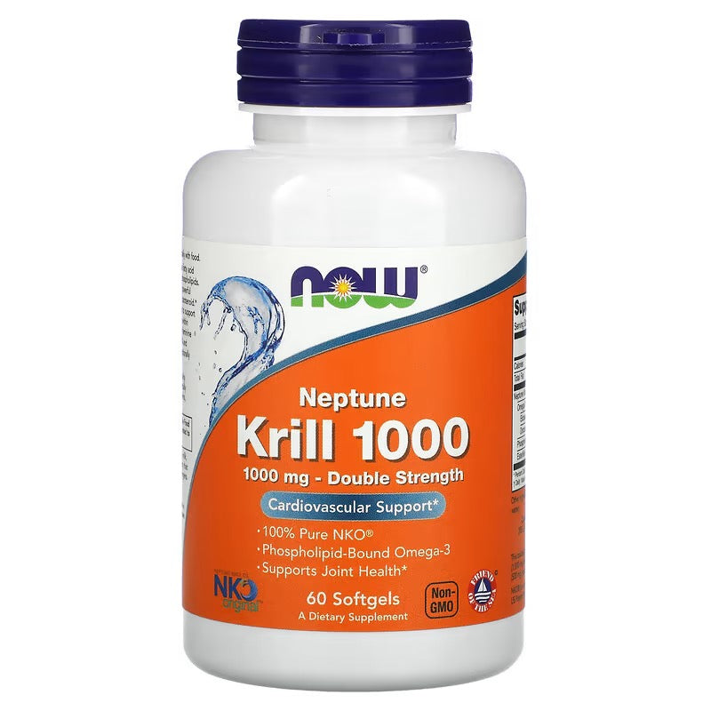 NOW Foods, Neptune Krill 1000, dubbele sterkte, 1.000 mg, 60 softgels