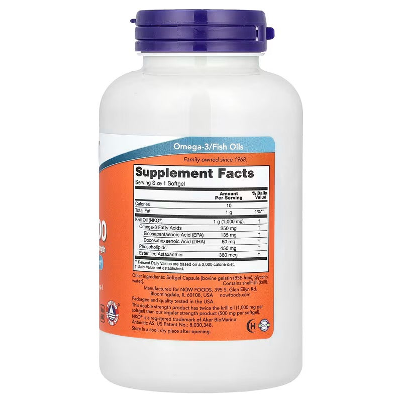 NOW Foods, Neptune Krill 1000, dubbele sterkte, 1000 mg, 120 softgels