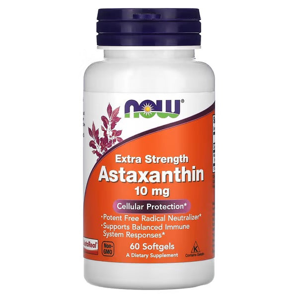 NOW Foods, Astaxanthine, Extra Sterkte, 10 mg, 60 Softgels