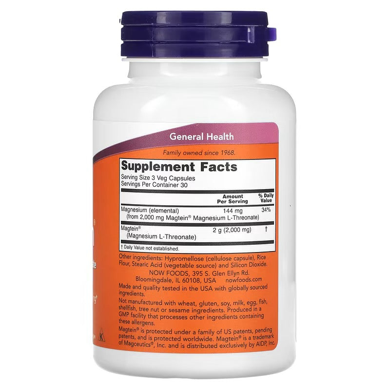 NOW Foods, Magtein, 90 Veg Capsules