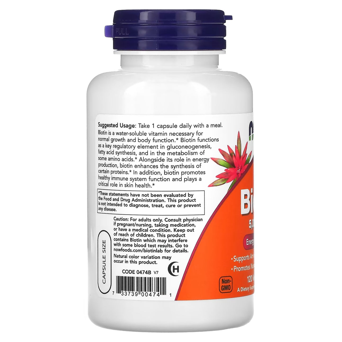 NOW Foods, Biotine, 5000 mcg, 120 Veg Capsules