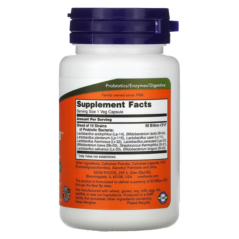 NOW Foods, Probiotic-10, 50 miljard, 50 cap