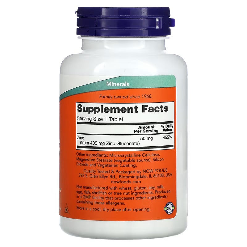 NOW Foods Zink, 50 mg, 250 Tabletten