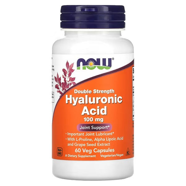 NOW Foods, Hyaluronzuur, Dubbele sterkte, 100 mg, 60 Veg