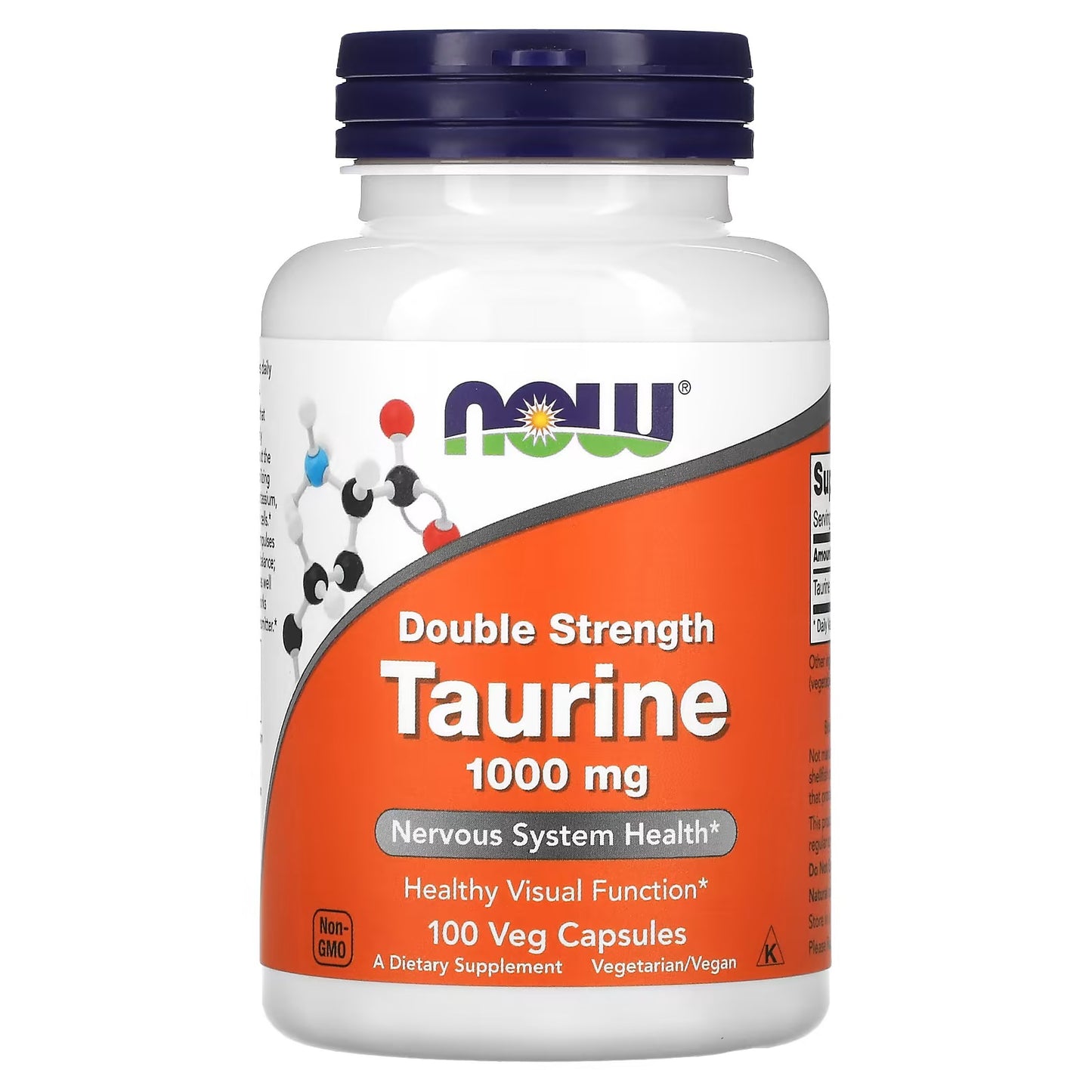 NOW Foods, Taurine, Dubbele sterkte, 1000 mg, 100 Veg Capsules