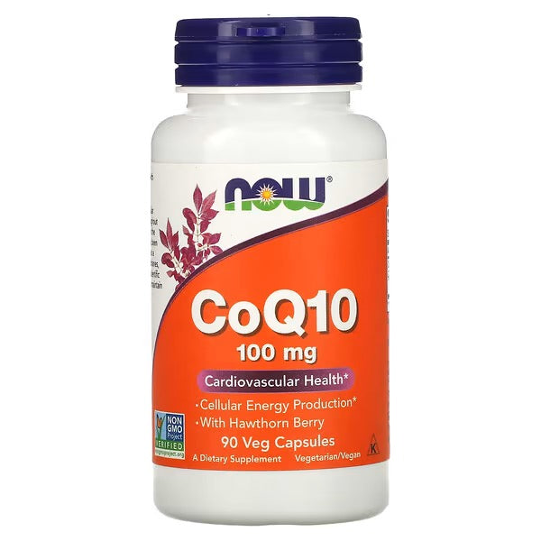 NOW Foods, CoQ10 met Meidoornbes, 100 mg, 90 Veg Capsules