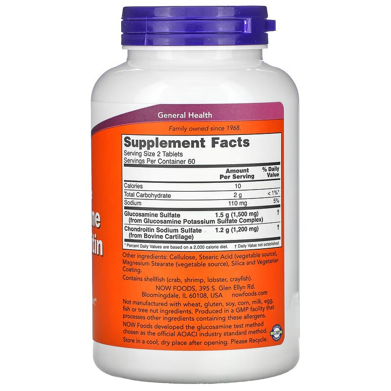 NOW Foods, Glucosamine & Chondroitine, Extra Sterk, 120 Tabletten