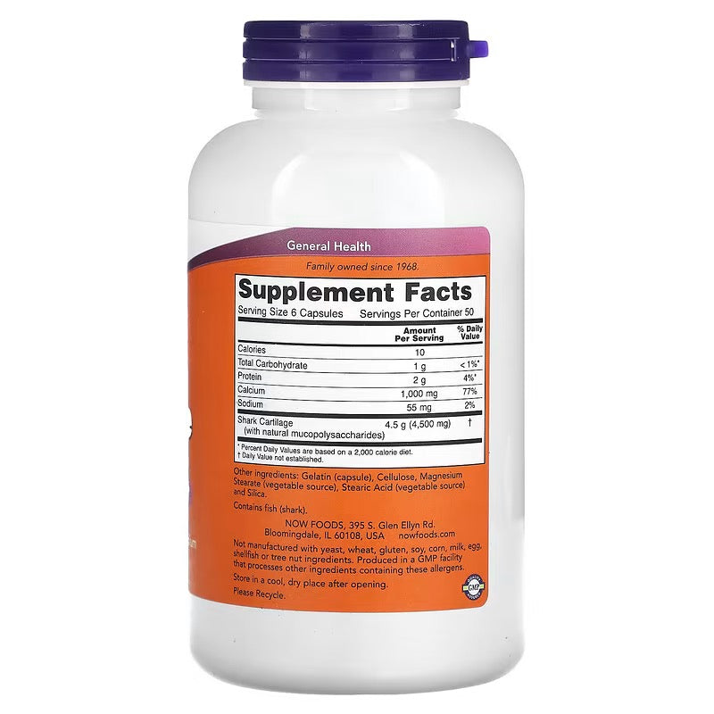 NOW Foods, Haaienkraakbeen, 750 mg, 300 caps