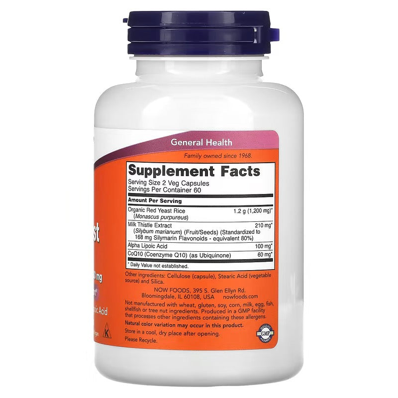 NOW Foods, Rode Gist Rijst 600mg met CoQ10 30mg, 120 veg caps