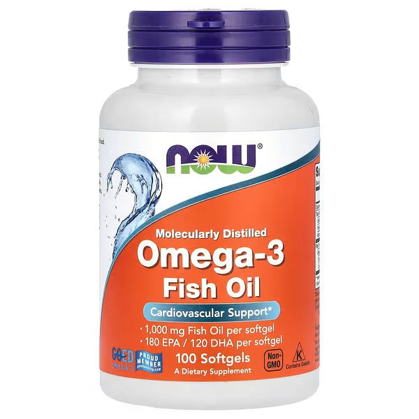 NOW Foods, Omega-3 Fish Oil, 1000 mg, 180 EPA - 120 DHA, 100 Softgels