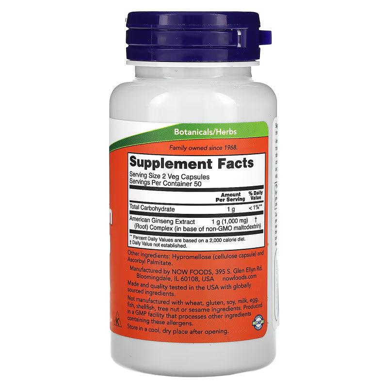 NOW Foods, Amerikaans Ginseng-extract, 100 Veg capsules