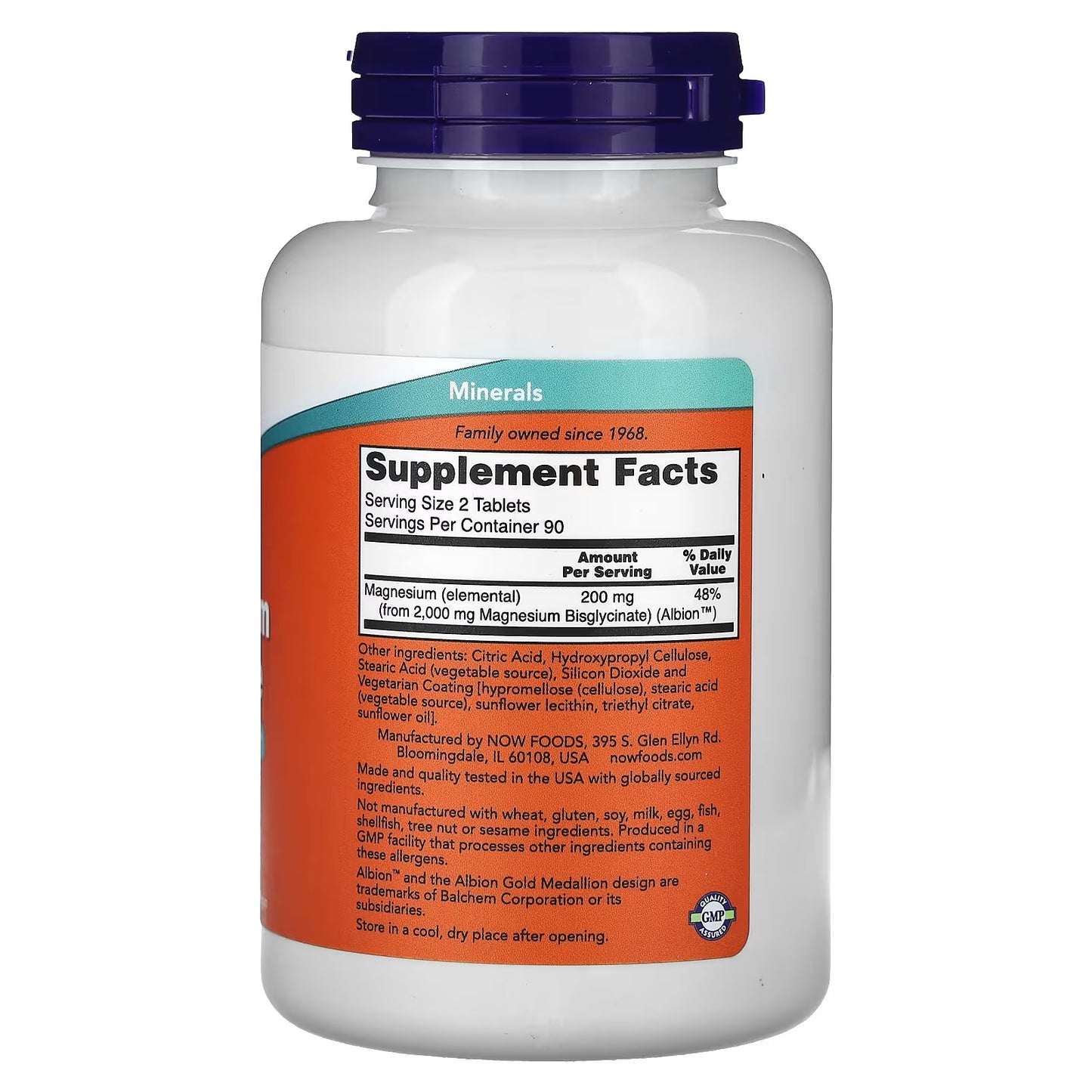 NOW Foods, Magnesium glycinaat, 180 Tablets