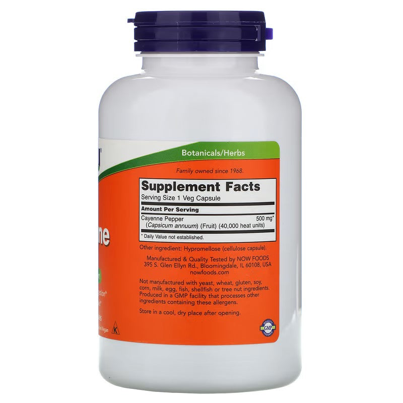 NOW FOODS - Cayenne, 500 mg, 250 Veg capsules