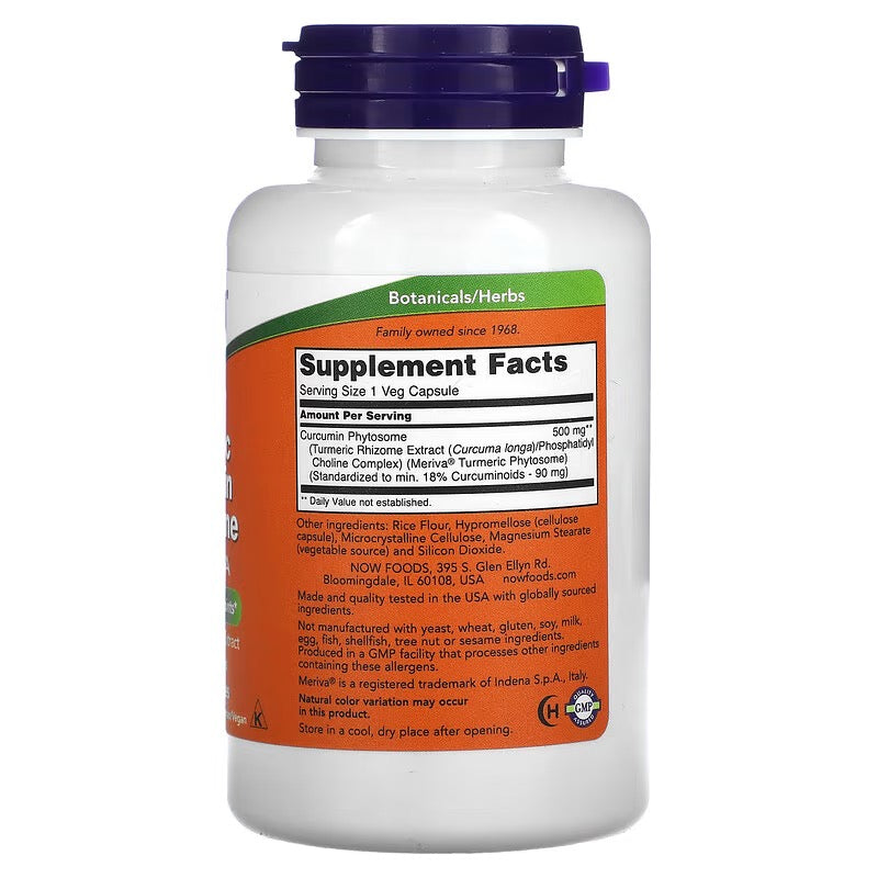NOW Foods, Kurkuma Curcumine Fytosome Met Meriva, 60 Veg Cap