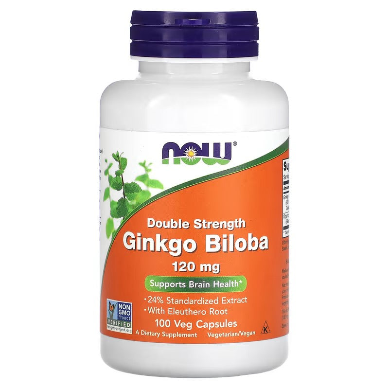 NOW Foods, Dubbele sterkte Ginkgo Biloba, 120 mg, 100 cap
