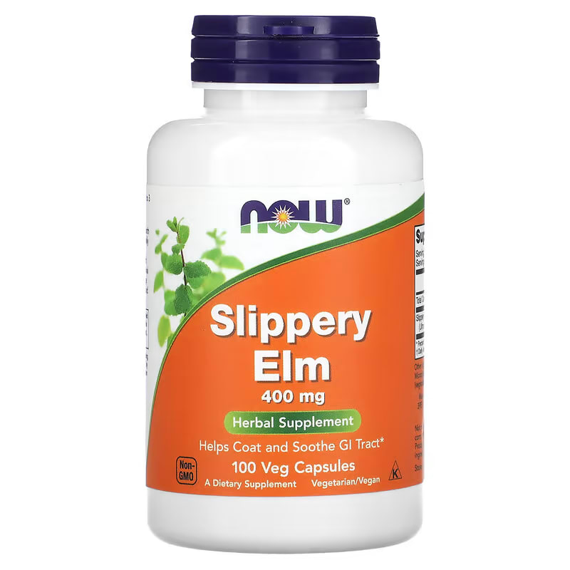 NOW Foods, Gladde iep, 400 mg, 100 plantaardige capsules