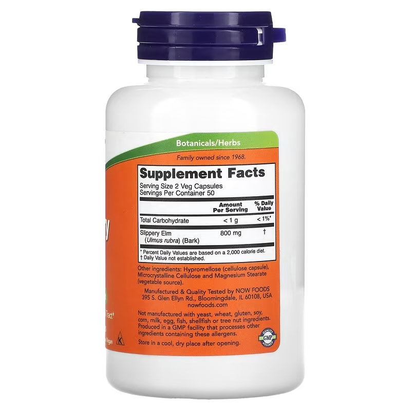 NOW Foods, Gladde iep, 400 mg, 100 plantaardige capsules
