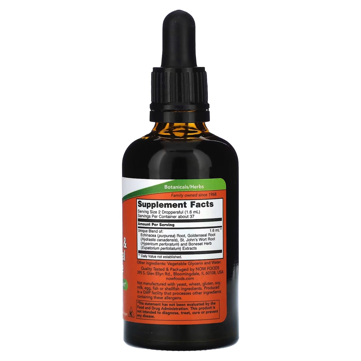 NOW Foods, Echinacea & Goldenseal Glycerite, Alcoholvrij, 59 ml