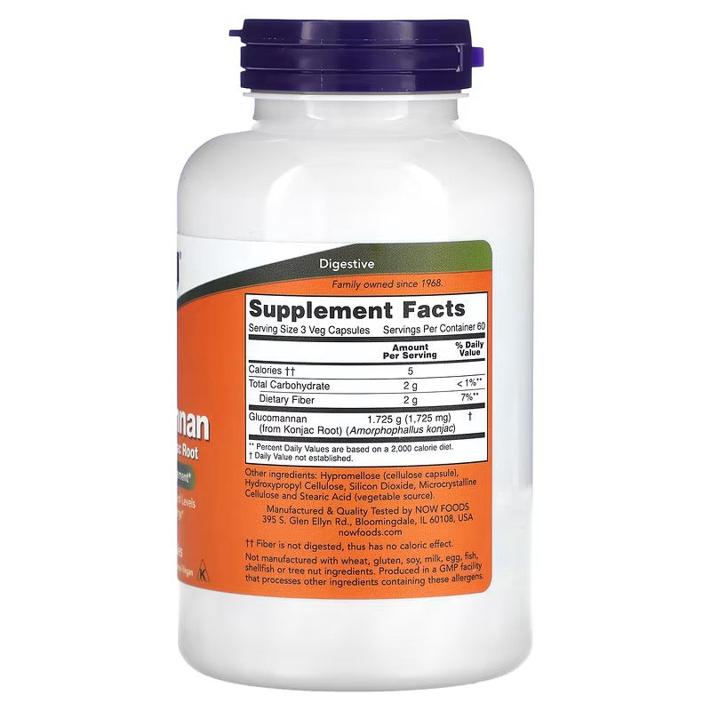 NOW Foods, Glucomannan, 1725 mg, 180 veg caps (575 mg per capsule)