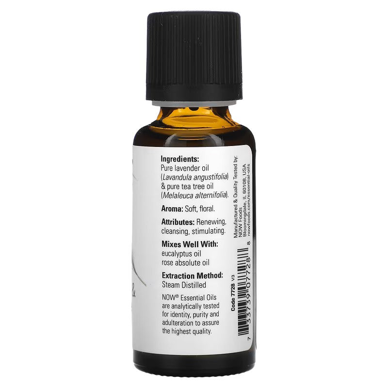 NOW Foods, Essentiële oliën, lavendel- en tea tree-mix, 30 ml