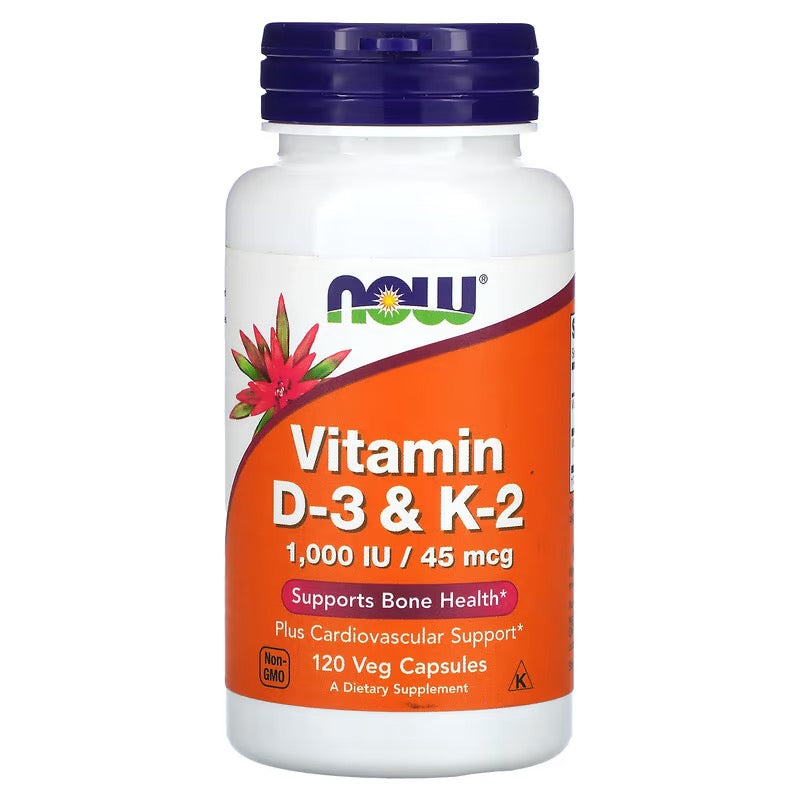 NOW Foods, Vitamine D3 & K2 1000 IU / 45 mcg 120 Veg Capsules