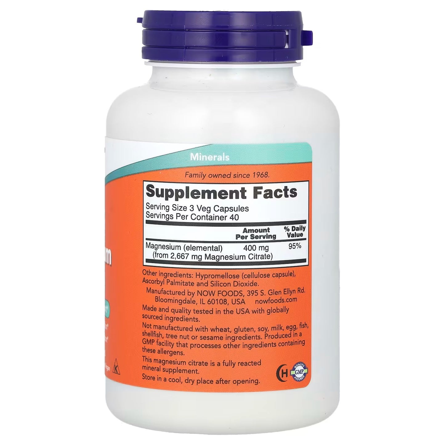 NOW Foods, Magnesium Citraat, 120 Veg Capsules