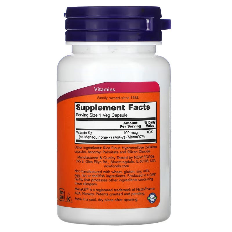 NOW Foods, MK-7 Vitamin K-2 100 mcg 60 caps