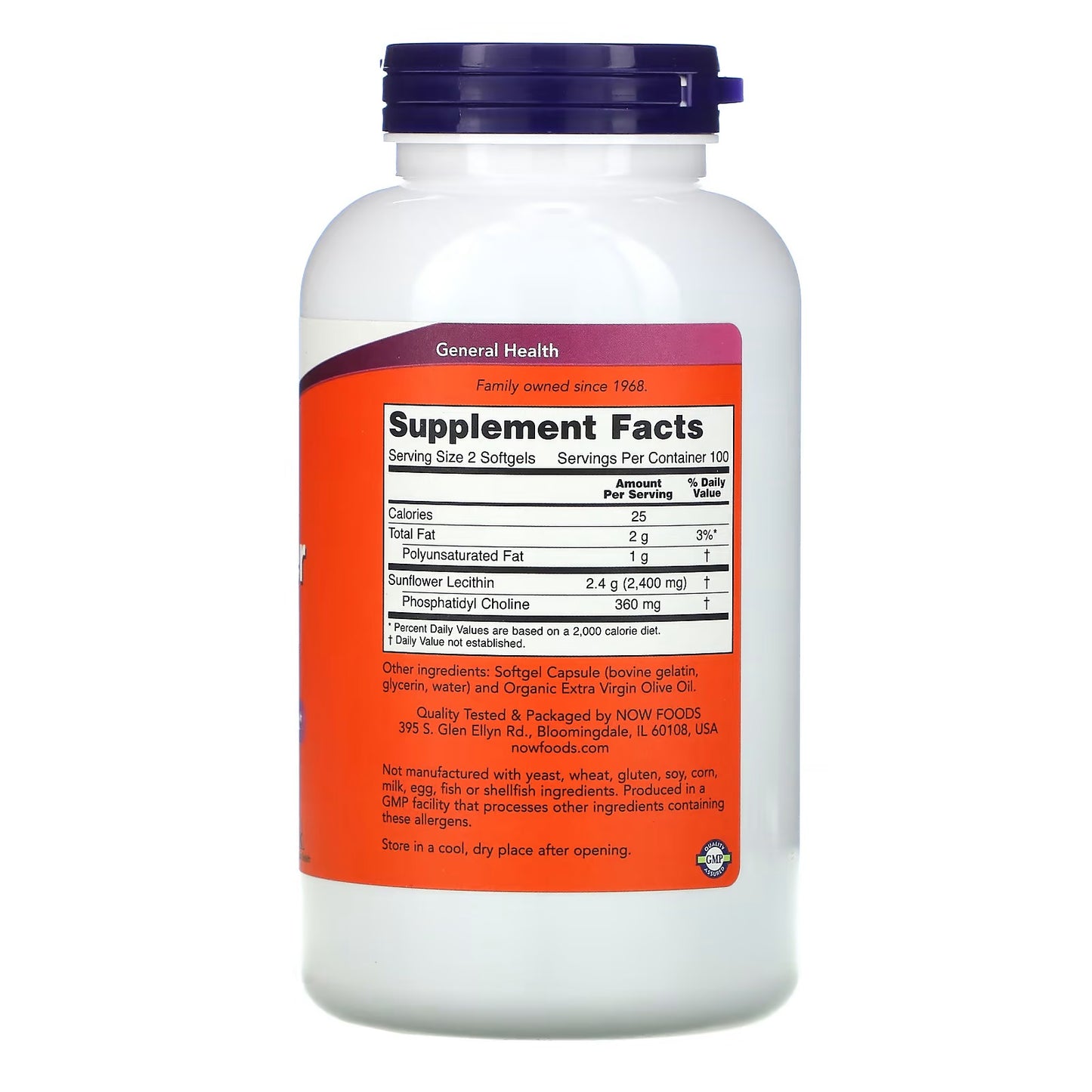 NOW Foods, Zonnebloem Lecithine, 1200 mg, 200 Softgels