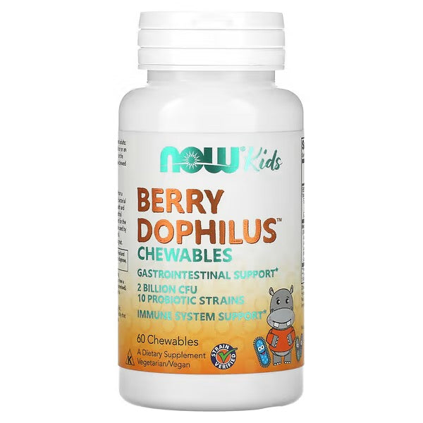 NOW Foods, Berry Dophilus, Kinderen, 2 Billion, 60 Kauwtabletten
