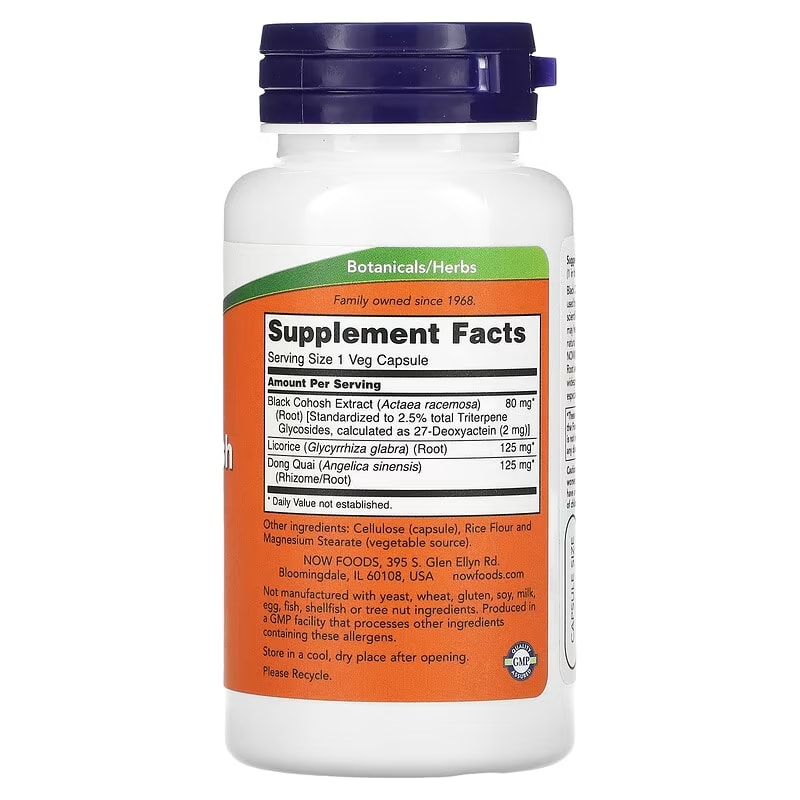 NOW Foods, Zilverkaarswortel (Black Cohosh), 80 mg, 90 veg capsules