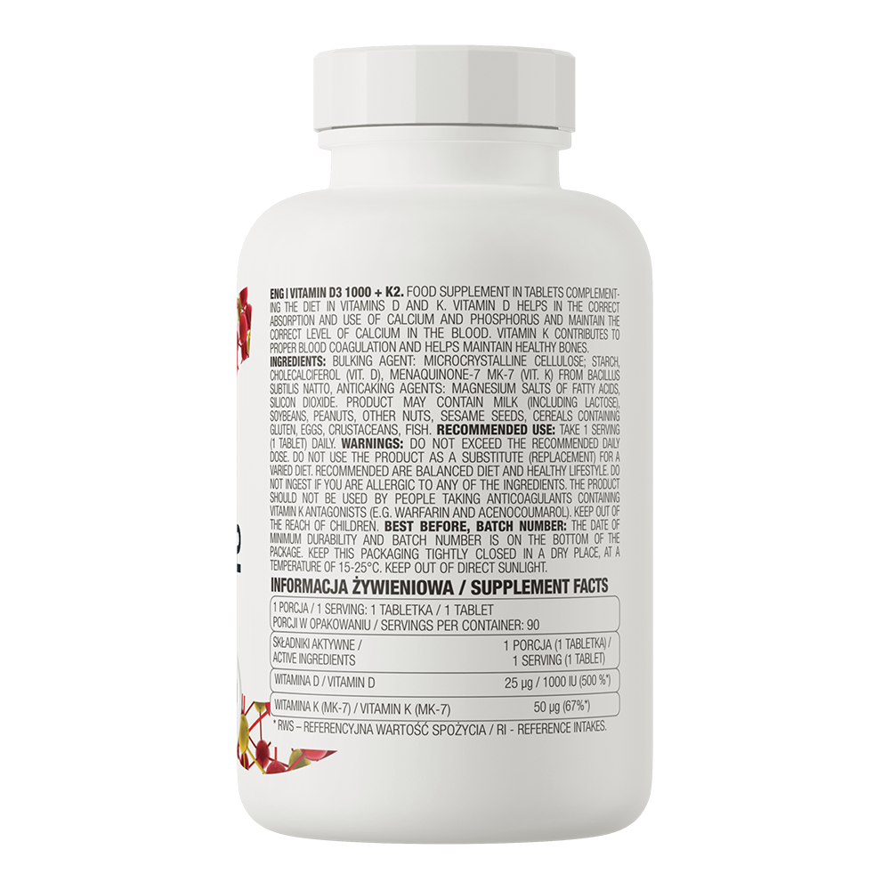 OstroVit, Vitamine D3 + K2, 90 tabletten