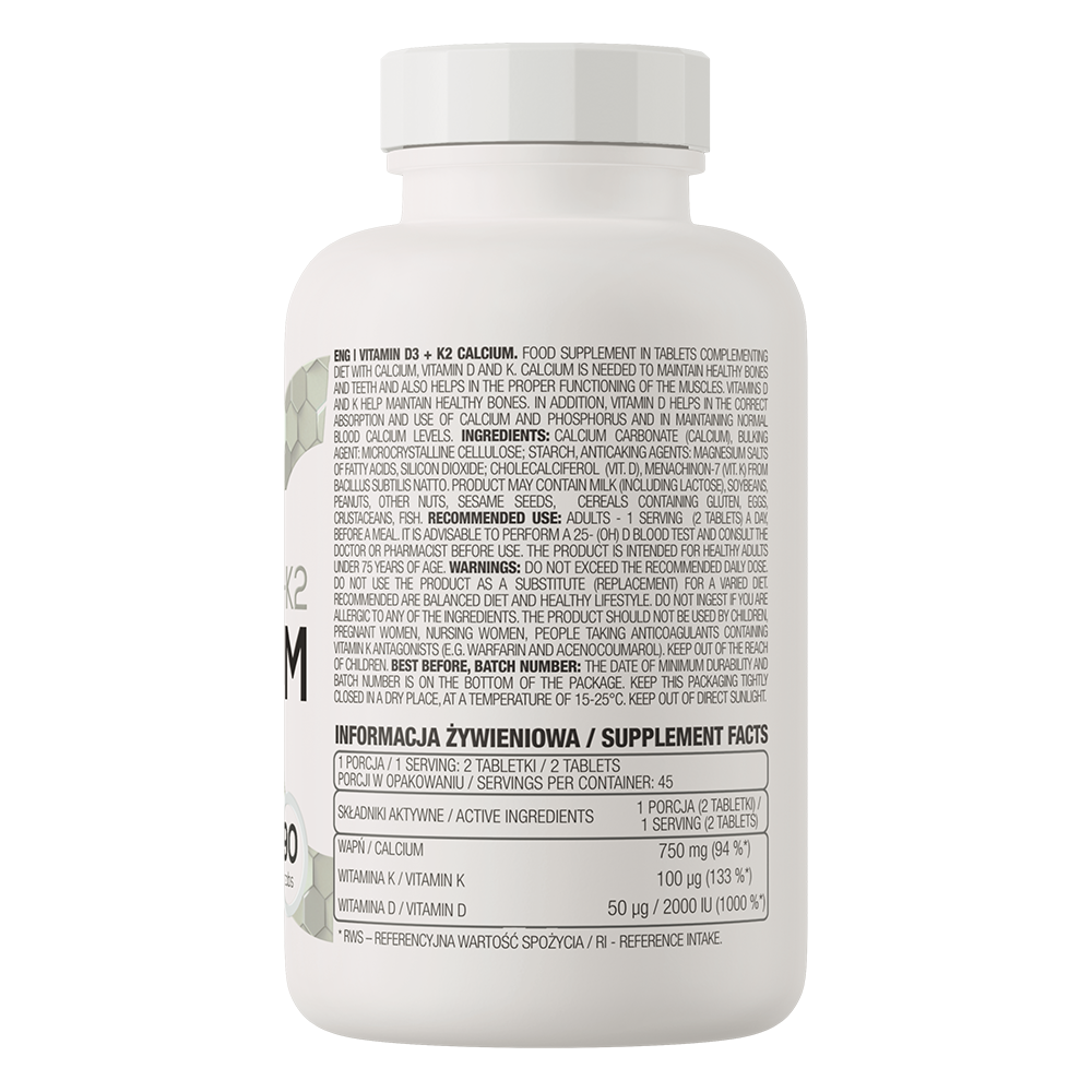 OstroVit, Vitamine D3 + K2 + Calcium 90 tabletten